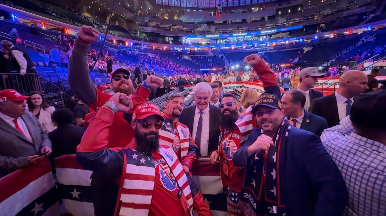 The MAGA Boyz with Newt Gingrich at Madison Square Garden