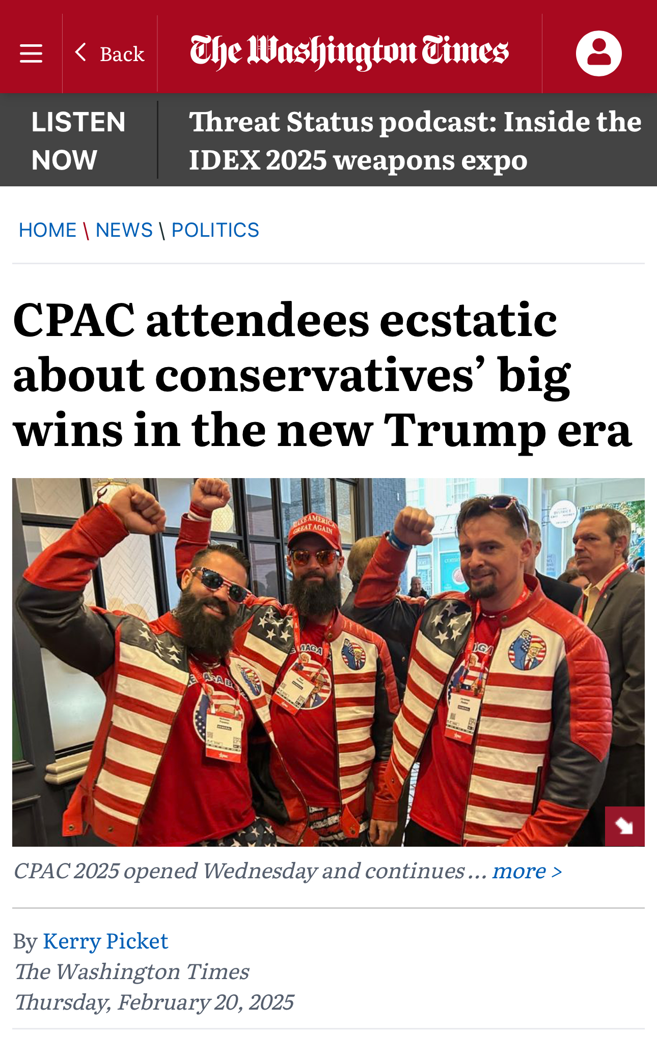 Washington Times coverage featuring the MAGA Boyz at CPAC 2025