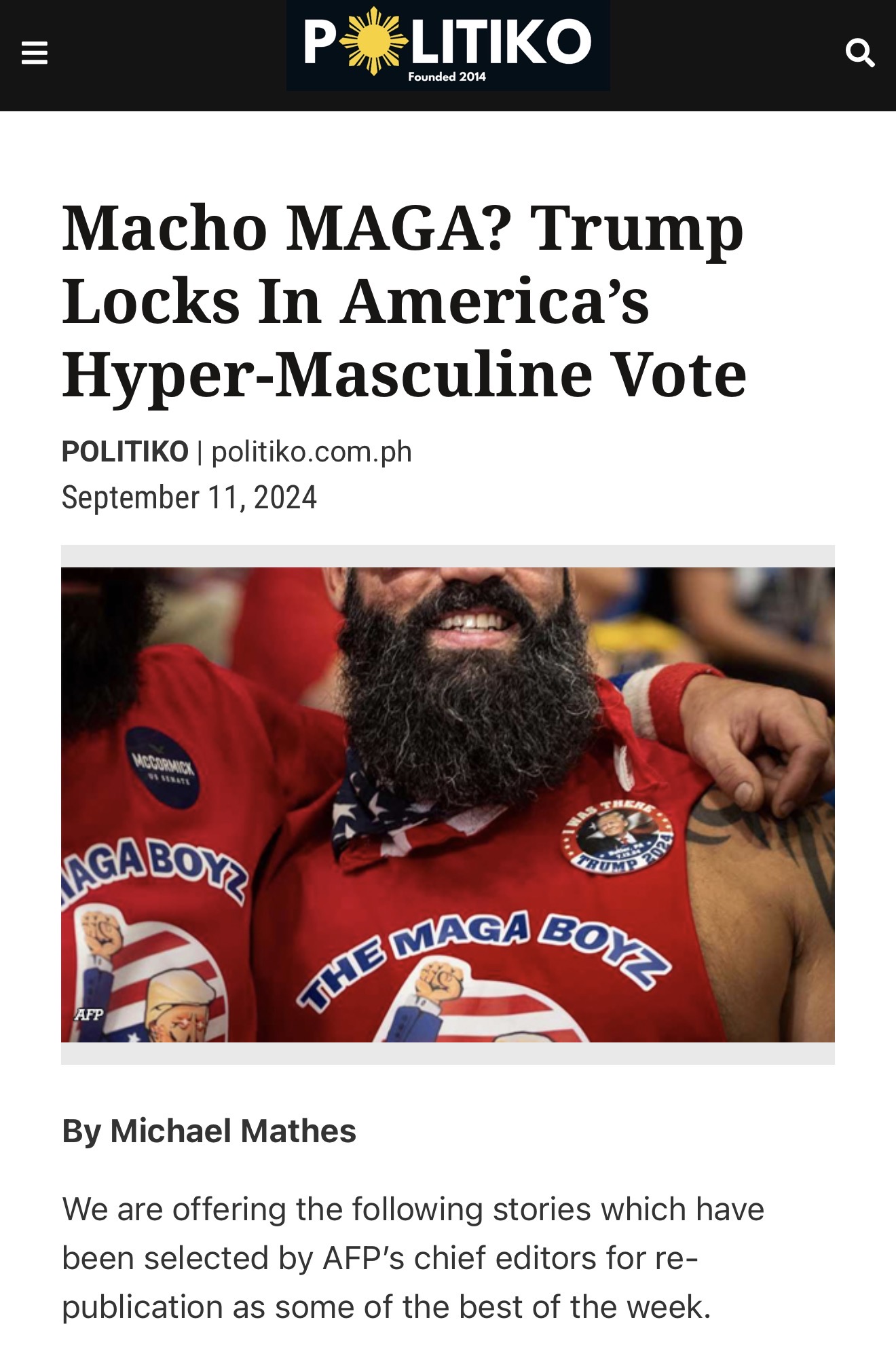 Politiko coverage featuring The MAGA Boyz