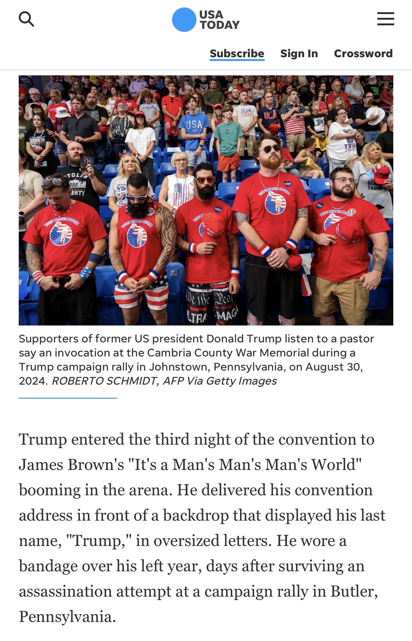 USA Today coverage picturing the MAGA Boyz at a Johnstown rally